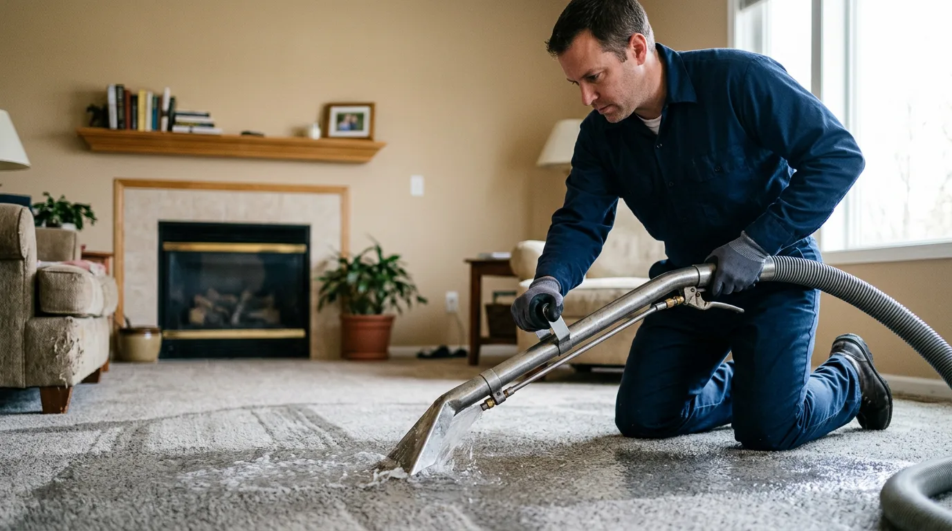 Water damage restoration technician working near Onarga, IL